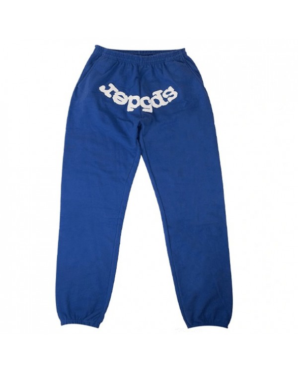 Sp5der Logo Print Sweatpants Blue